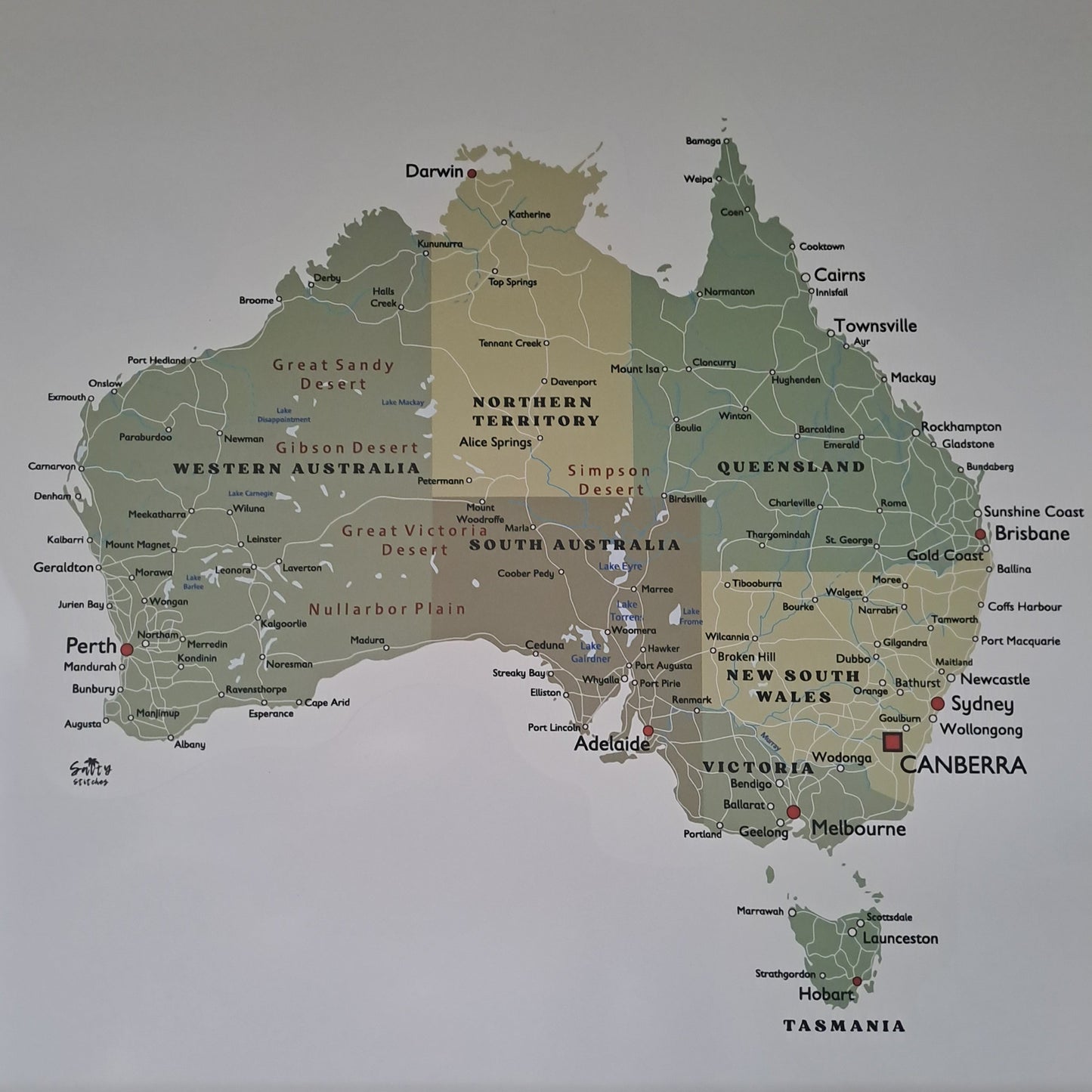 Removable Map of Australia